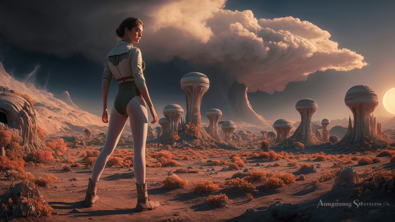 landed on a seemingly dead alien planet, a portrait view fro...