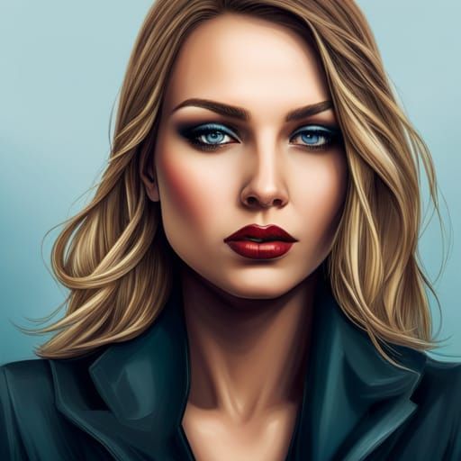 Thug girl with beautiful delicate face and big blue eyes. Sh...