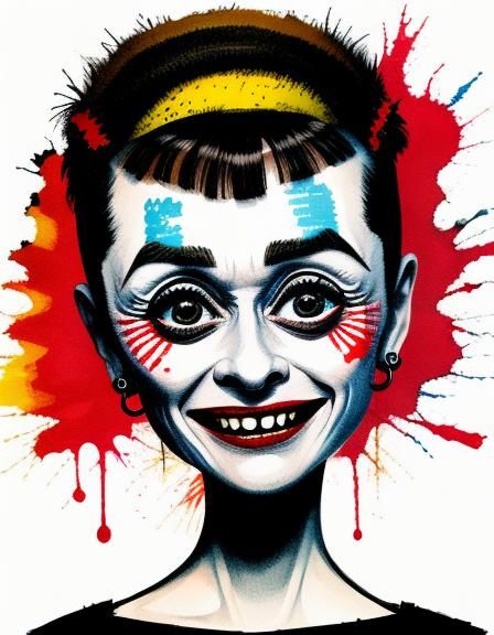 abstract aggressive caricature in simple alcohol ink of Audr...