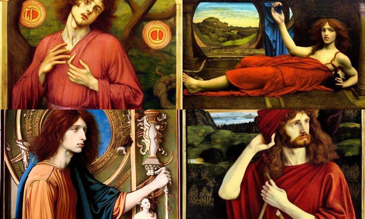 happy Dionysius, Pre-Raphaelite style