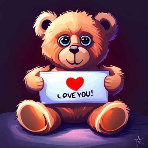 Hyperrealistic Teddy Bear with I Love You Sign