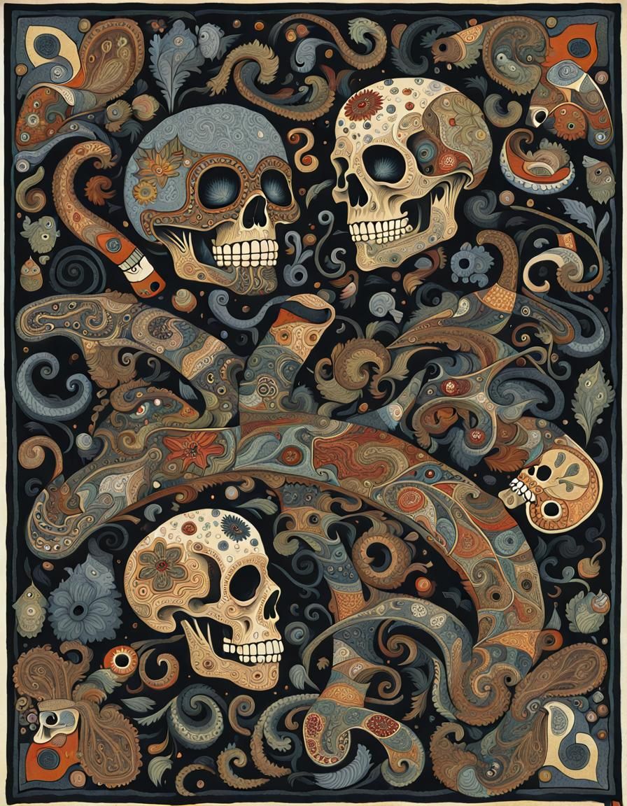 repeating, multi-directional, paisley pattern incorporating ...