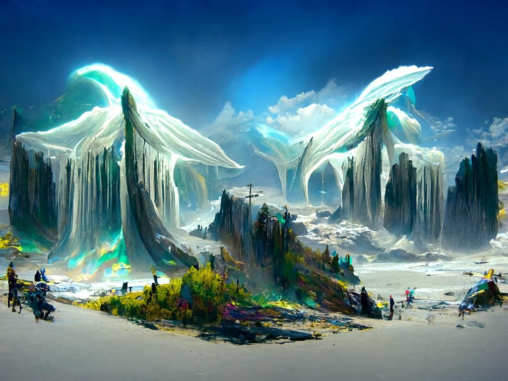 Eldritch Angelic Fantasy Landscape  by Noah Bradley and Cyri...