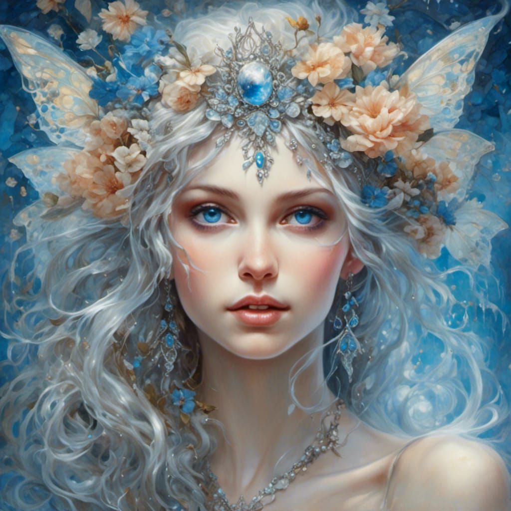Silver and Blue Fey Goddess