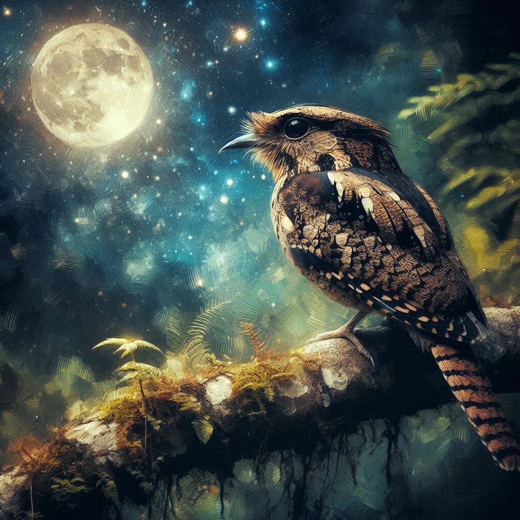 Nightjar under the moon