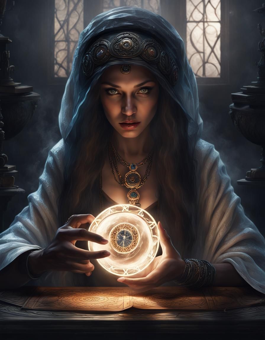 A fortune teller, an oracle, a sorceress who appeals to the darkness and draws power from the other side, ...  by @BAGins