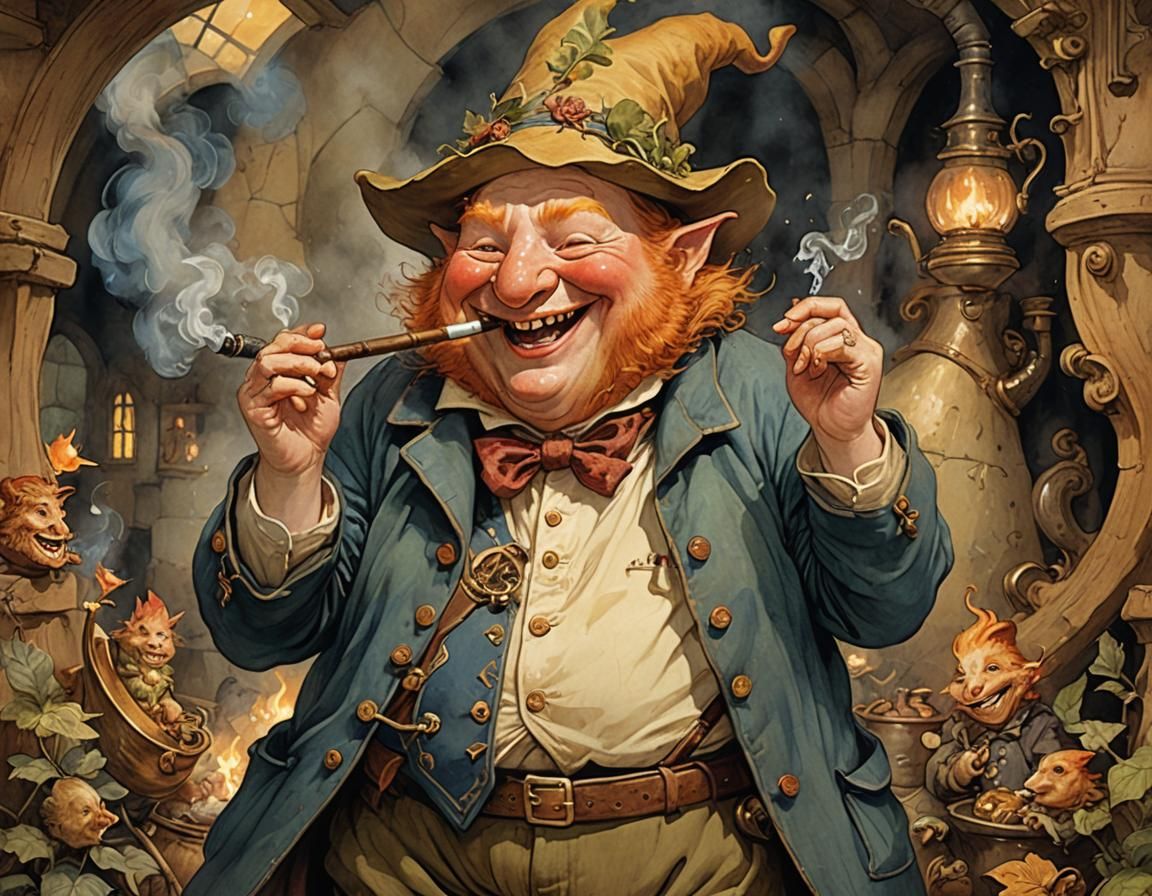 Ginger Man Smoking Goblin Horn Pipe