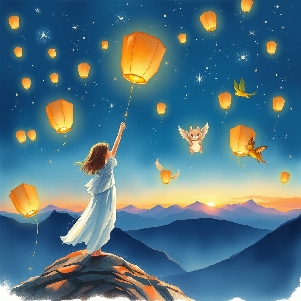 Spiritual Goddess Transforms into Celestial Animals under St...