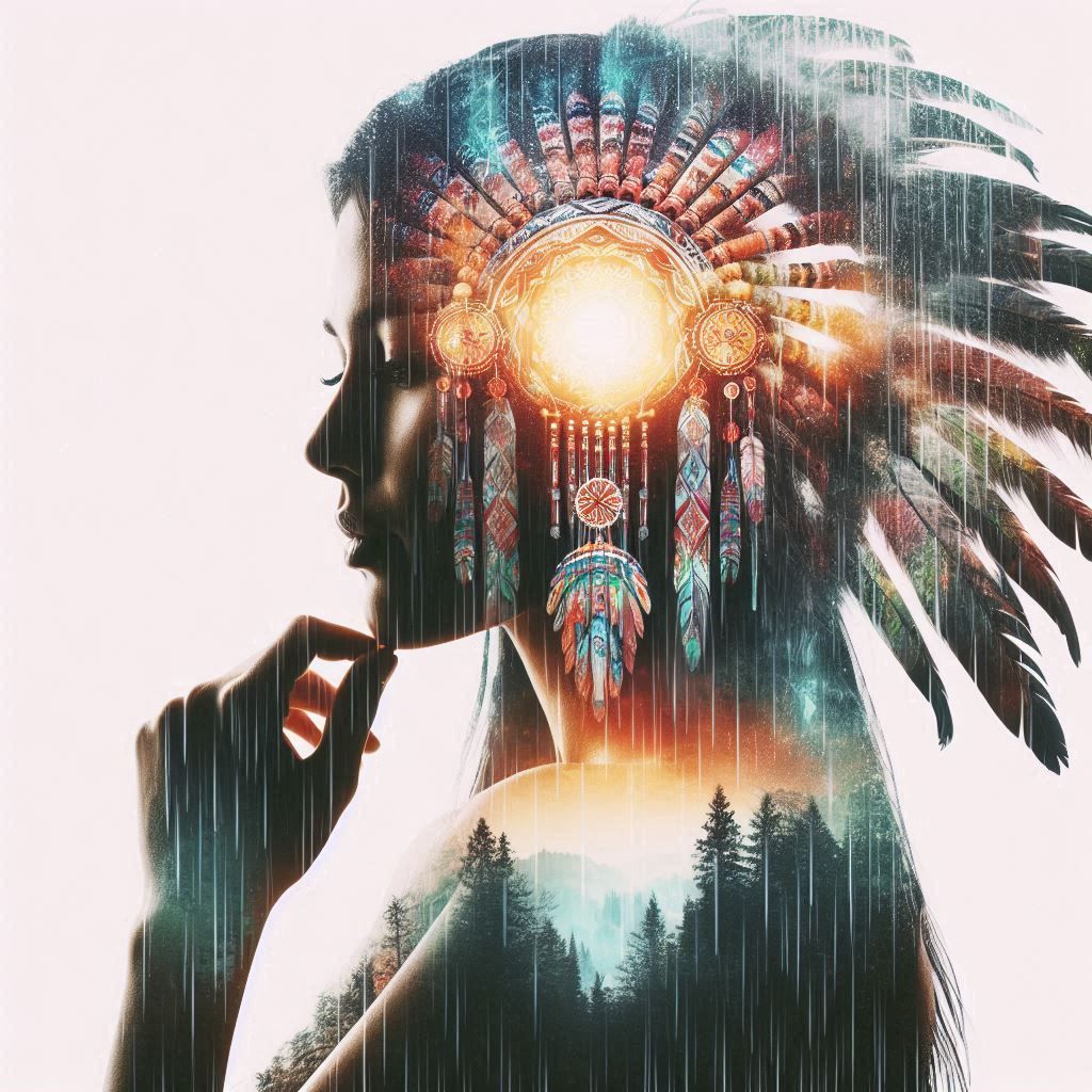 double exposure beautiful fantasy DALL-E 3 portrait landscape..