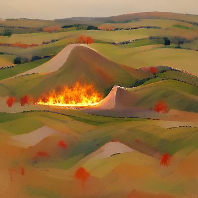 a burning hill