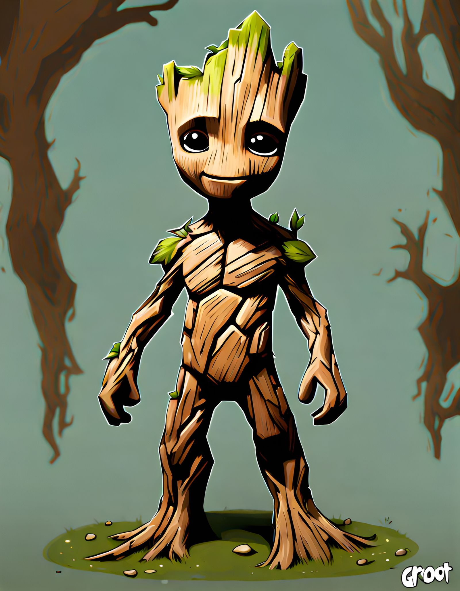 Texture Play Of Chibi Groot - AI Generated Artwork - NightCafe Creator