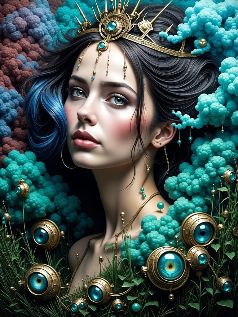 Mystical Goddesss in Vibrant, Iridescent Hues, as Impression...