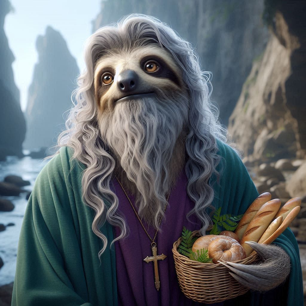 Saint Slothip the Apostle, patron saint of pastry chefs and hat makers