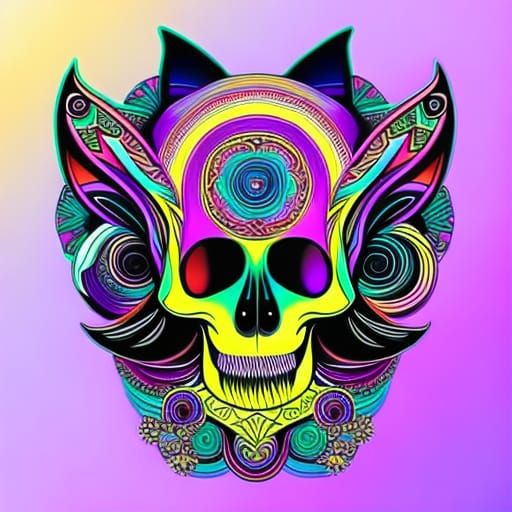 Thick-lined realistic rainbow colored spiral horned large bo...