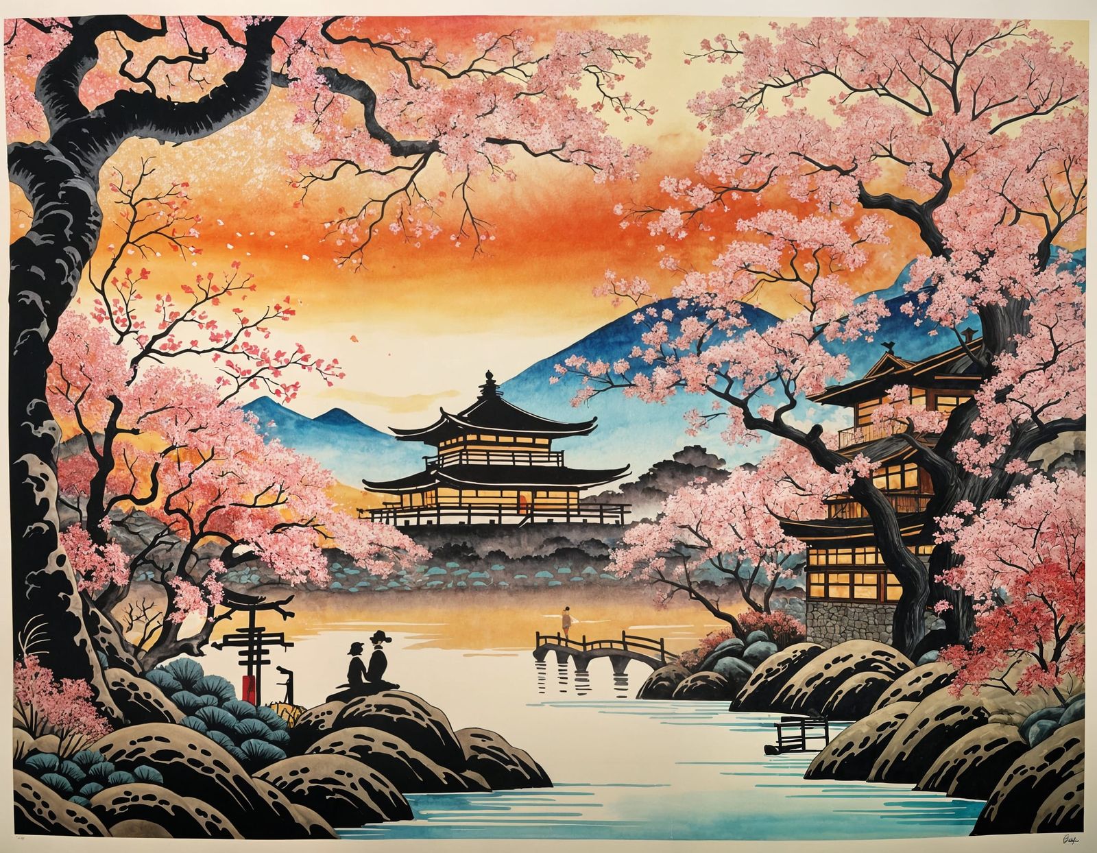 nihonga spring artwork  by @RatzeP2