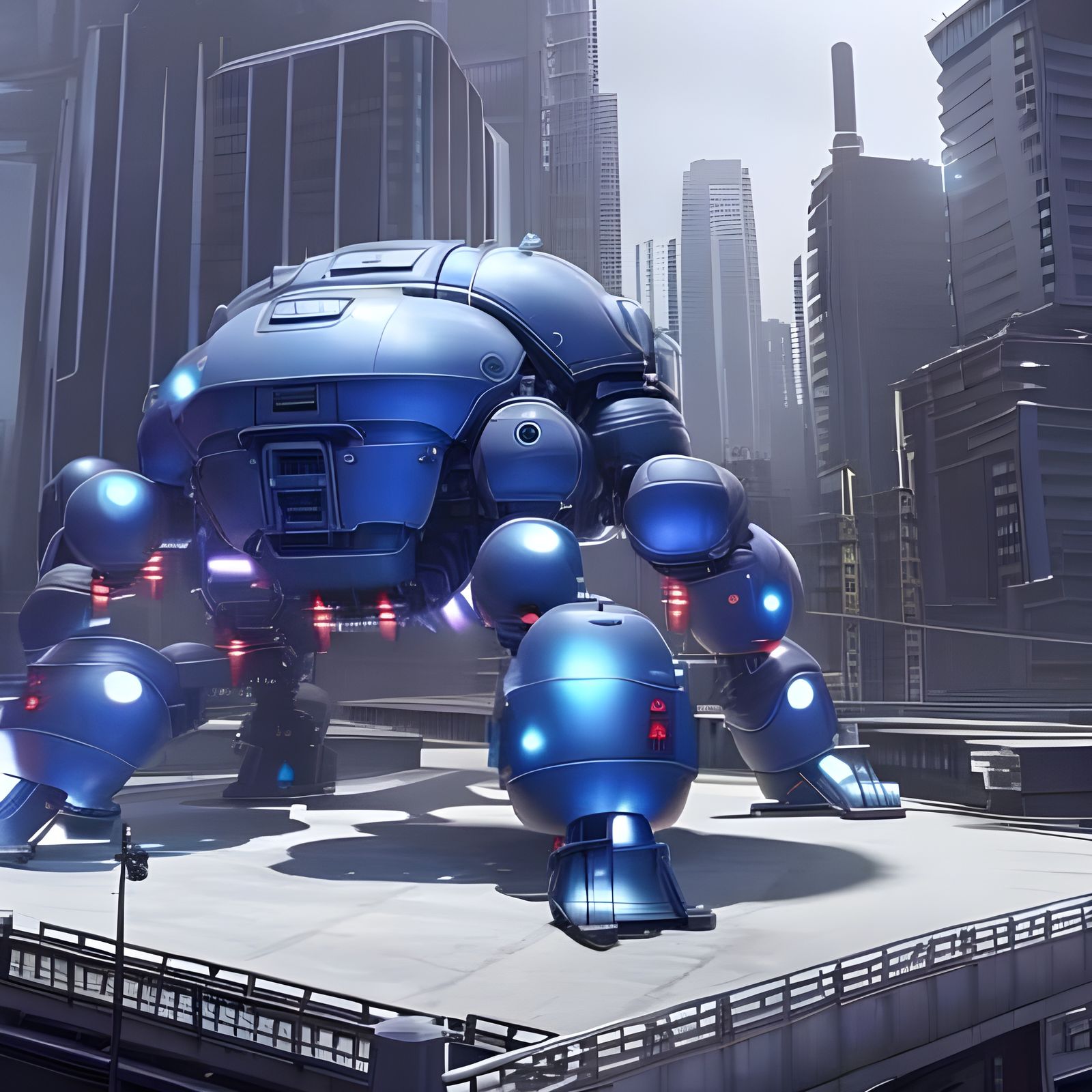 Heavy Tachikoma, Section-9 Rooftop - Ai Generated Artwork - Nightcafe 