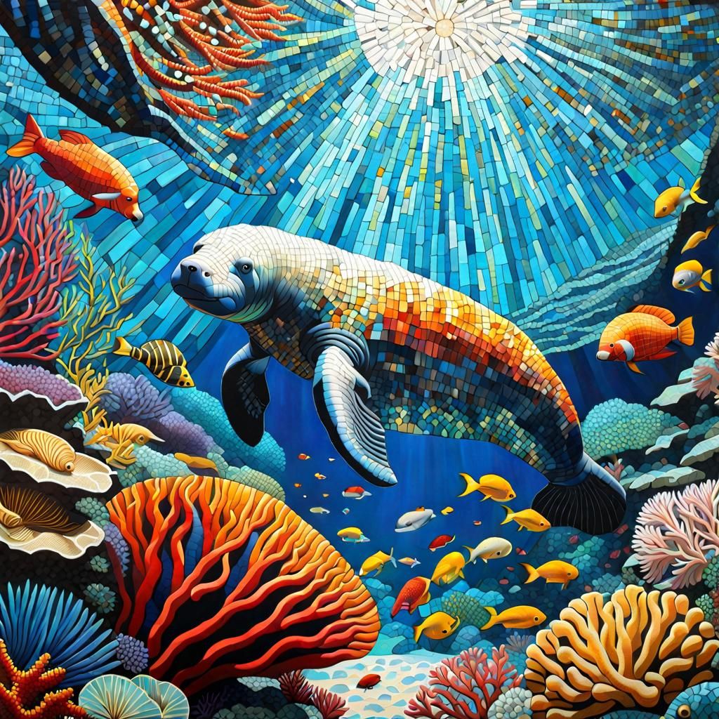 Mosaic manatee  by @undefined