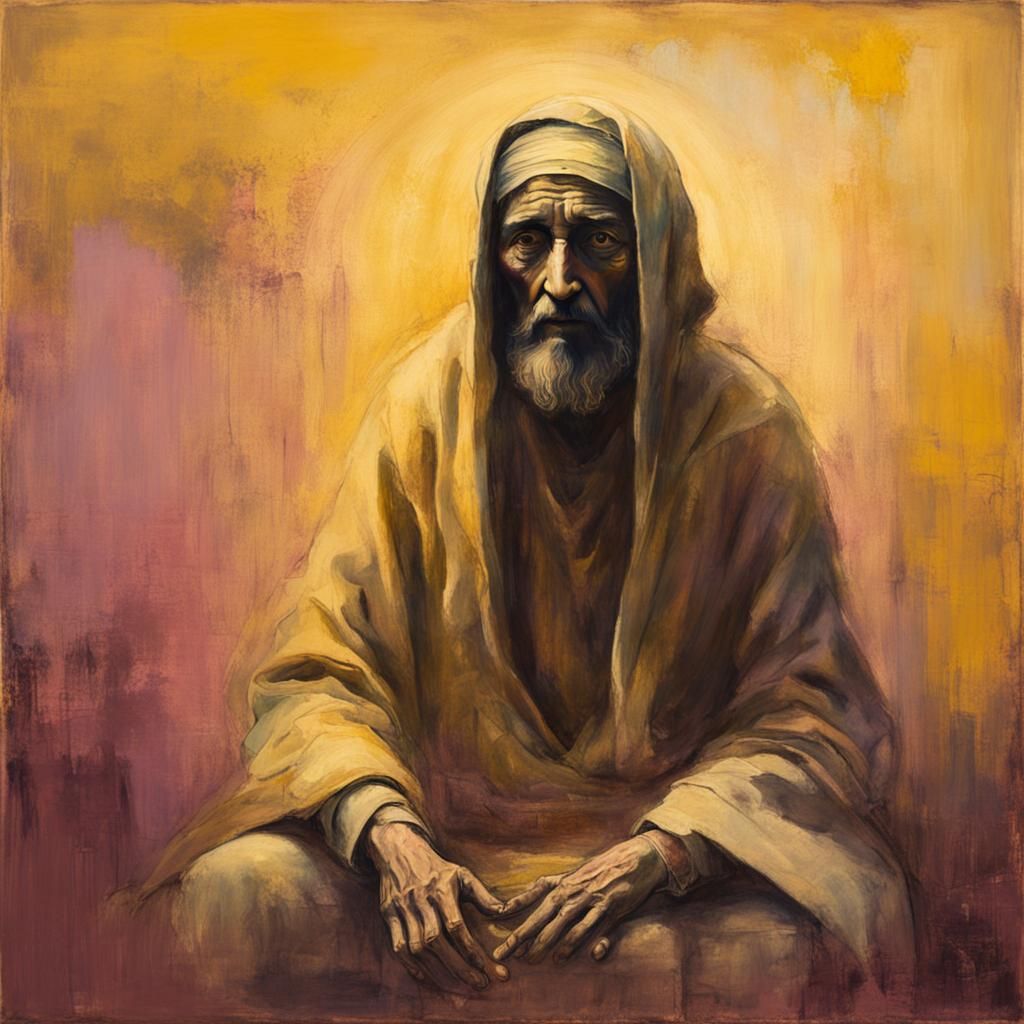 in the style of Henry Ossawa Tanner painting of blind beggar...