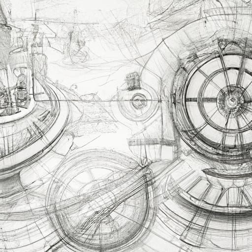 a sketch of a time machine by leonardo da vinci., Stable Diffusion