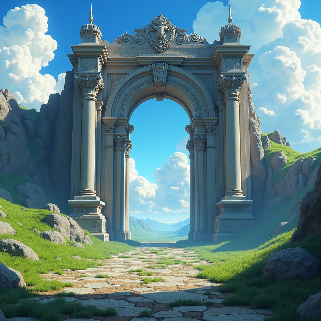 Majestic Gateway to Heaven in Fantasy Concept Art