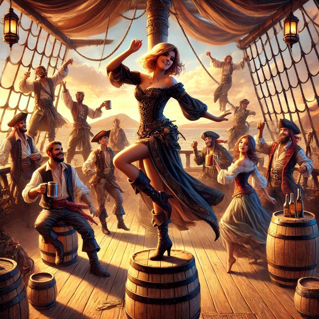 Party on the deck of the pirates ship!