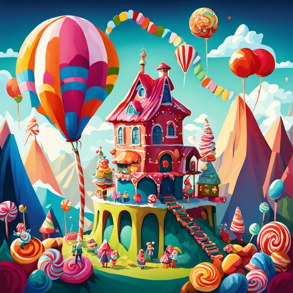 Sugar Baroness's Candy Mountain Plot: Cartoon Illustration