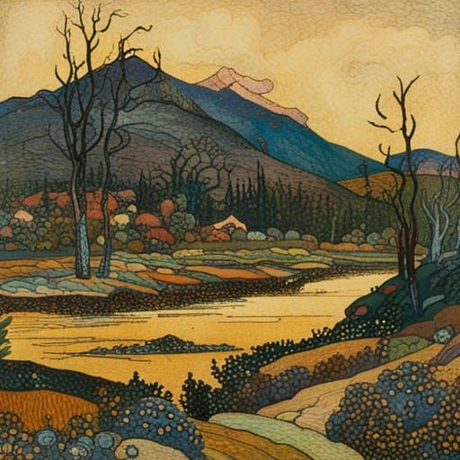 landscape by Edmund Dulac and James R. Eads