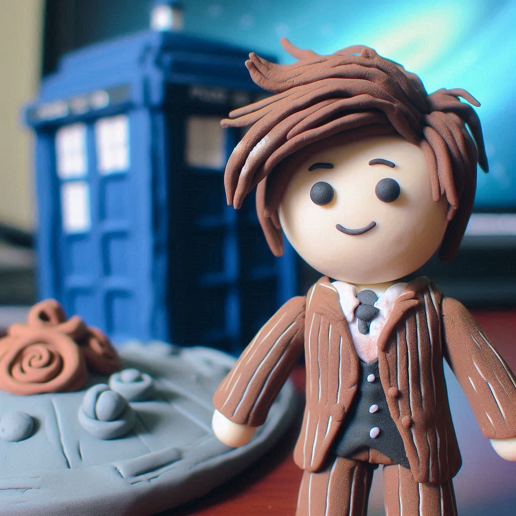 Clay TARDIS with the Doctor in a Temporal Paradox