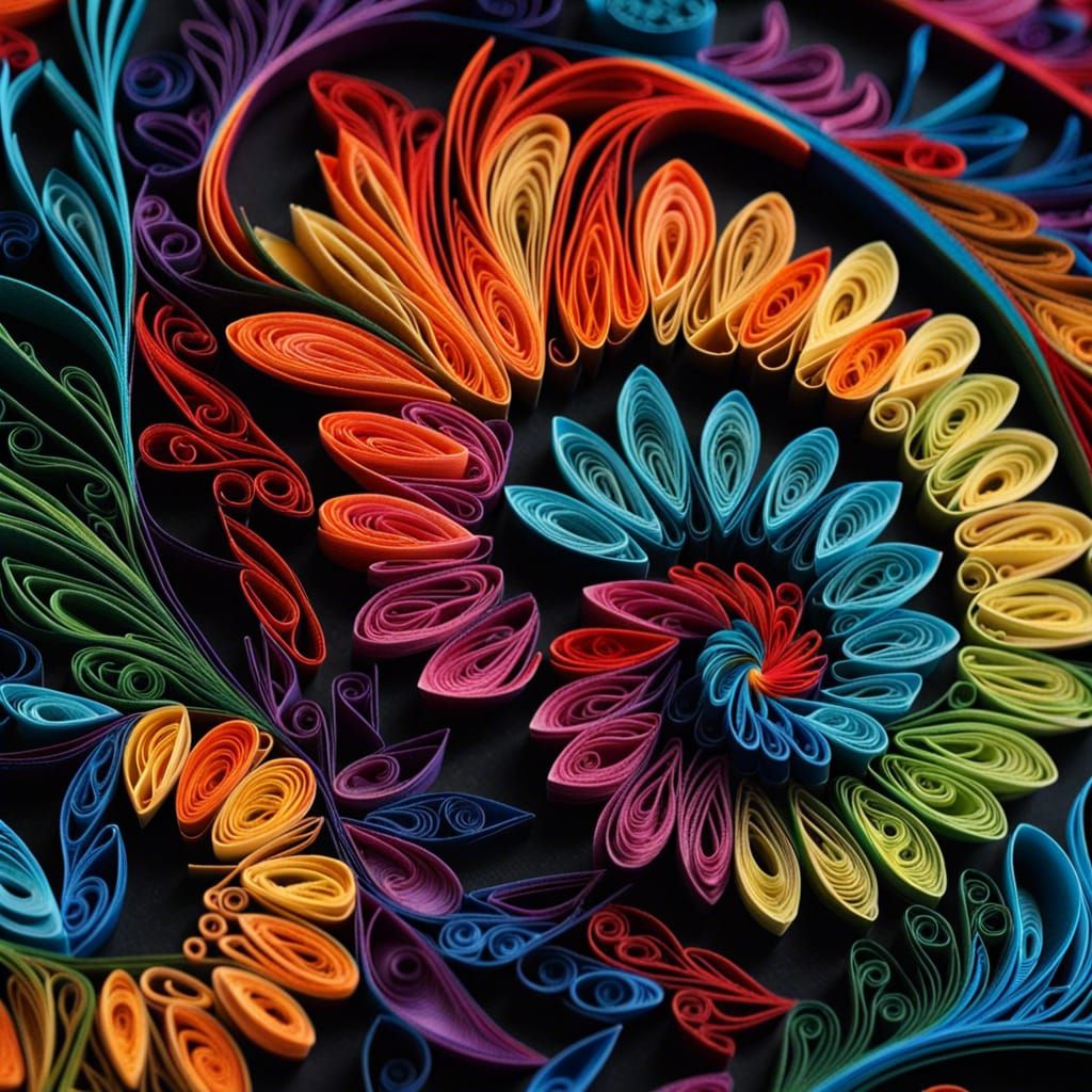 Colorful high definition fractals quilling AI Generated Artwork