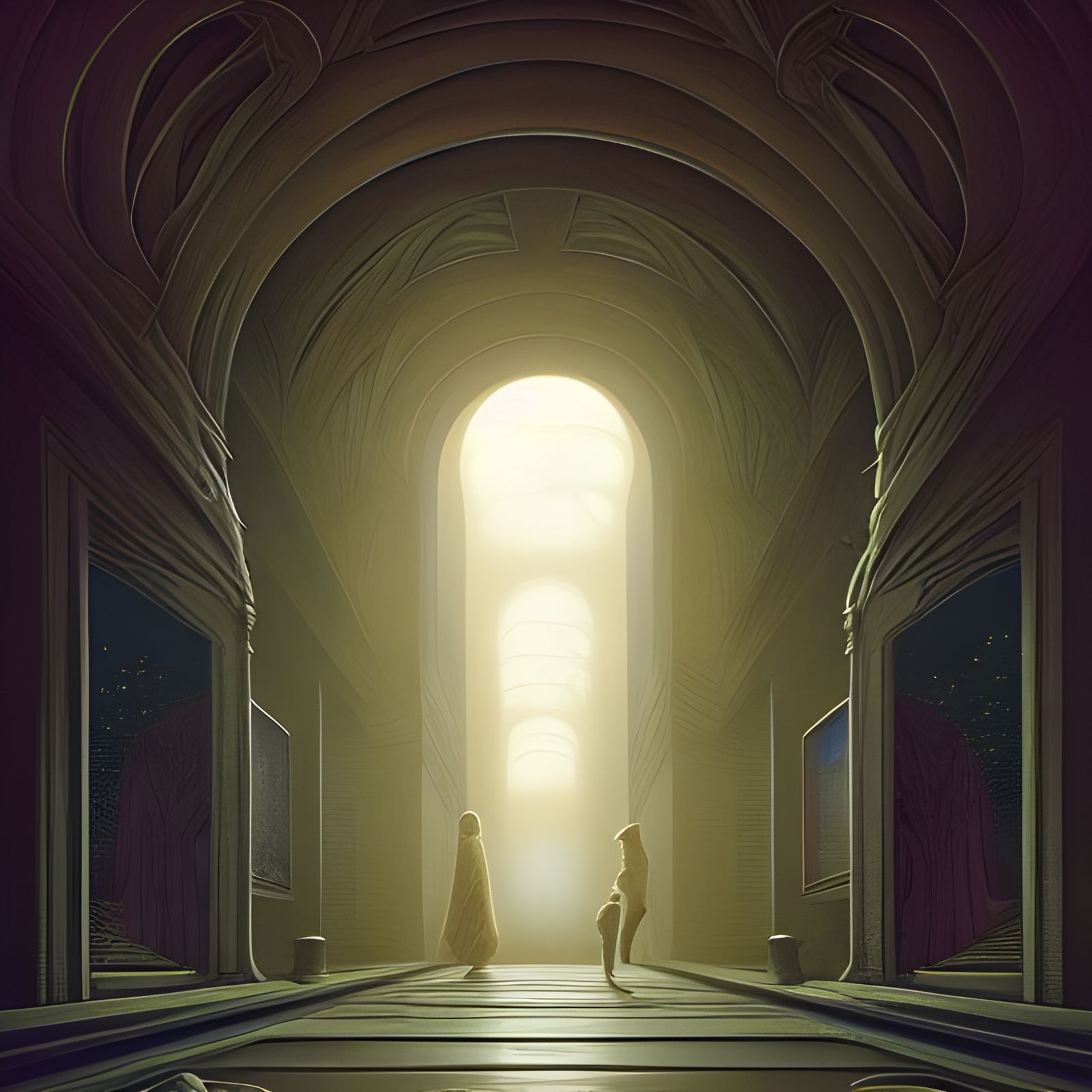 Surreal Infinite Hallway Landscape in Hyperdetailed 3D