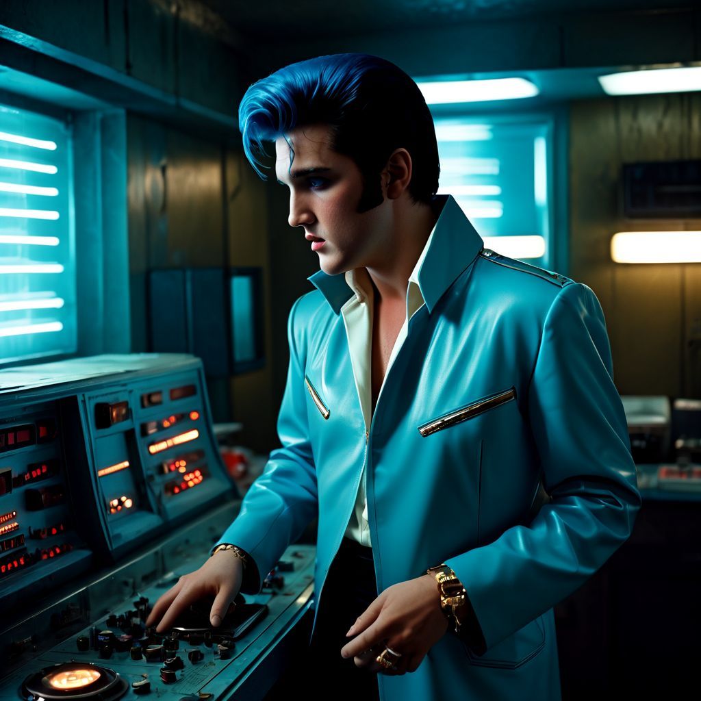 Blue hair Elvis