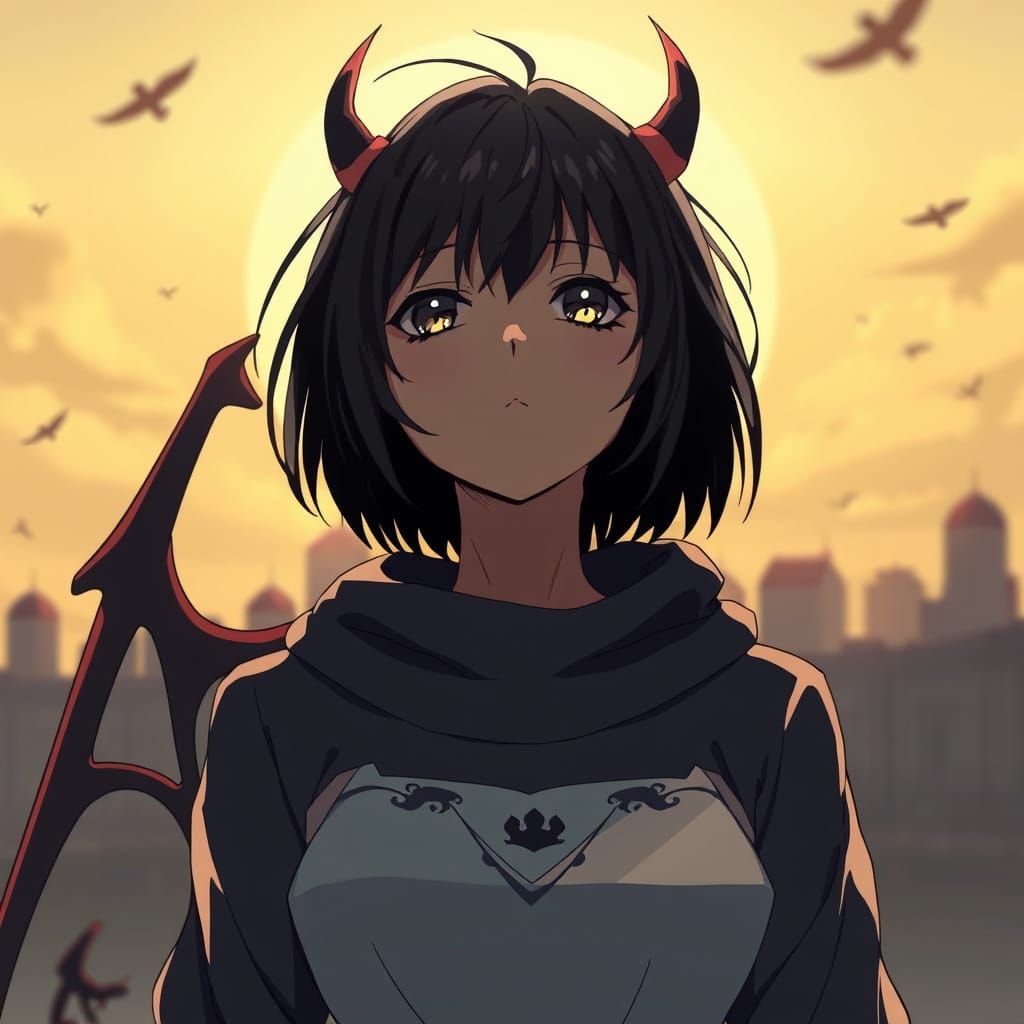 Anime Woman's Internal Demon Struggle