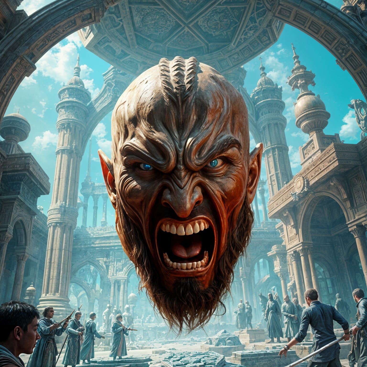 Angry Man: Detailed Matte Painting in Deep Color