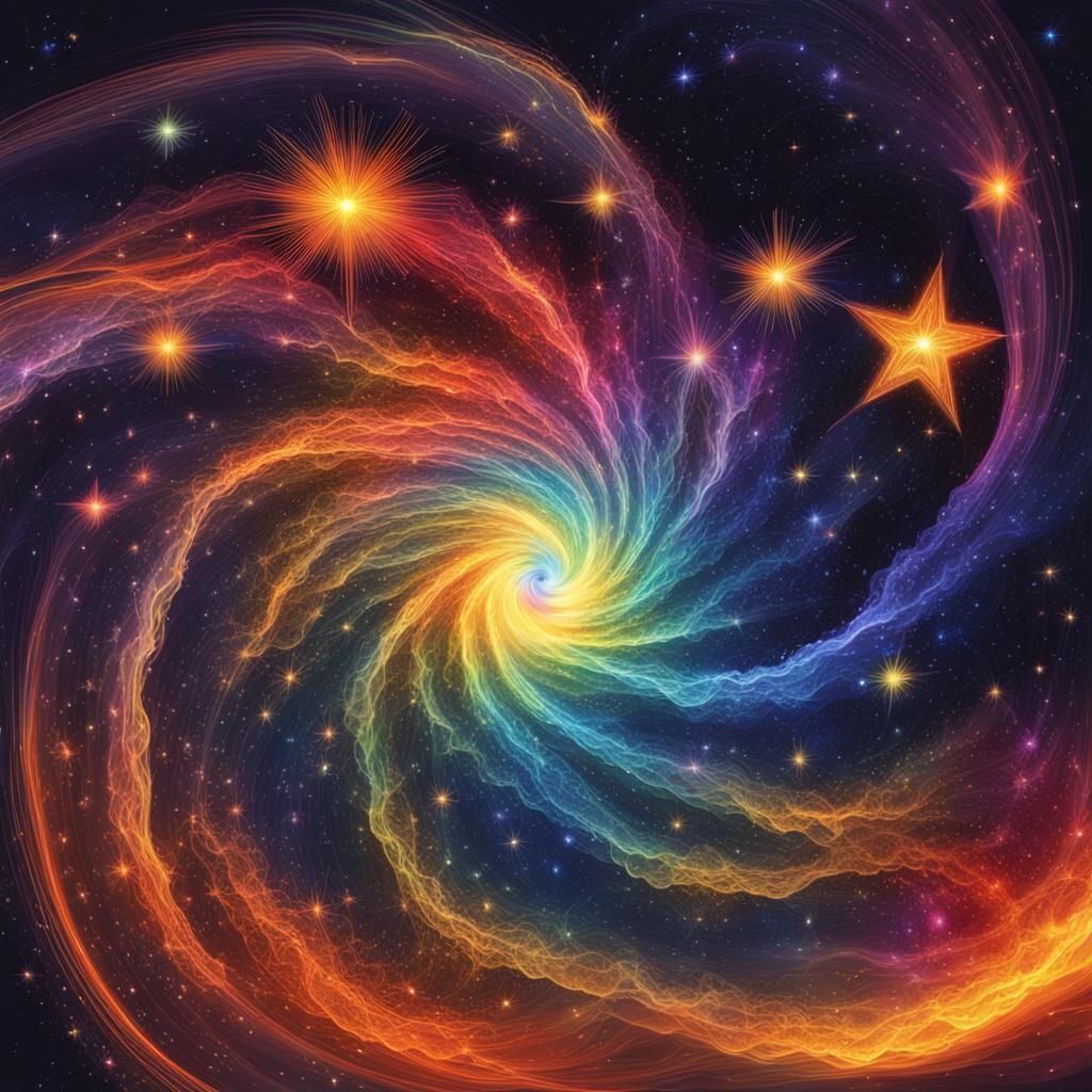 formation of a bursting star; 🌌 cosmic, colorful, ;intricat...