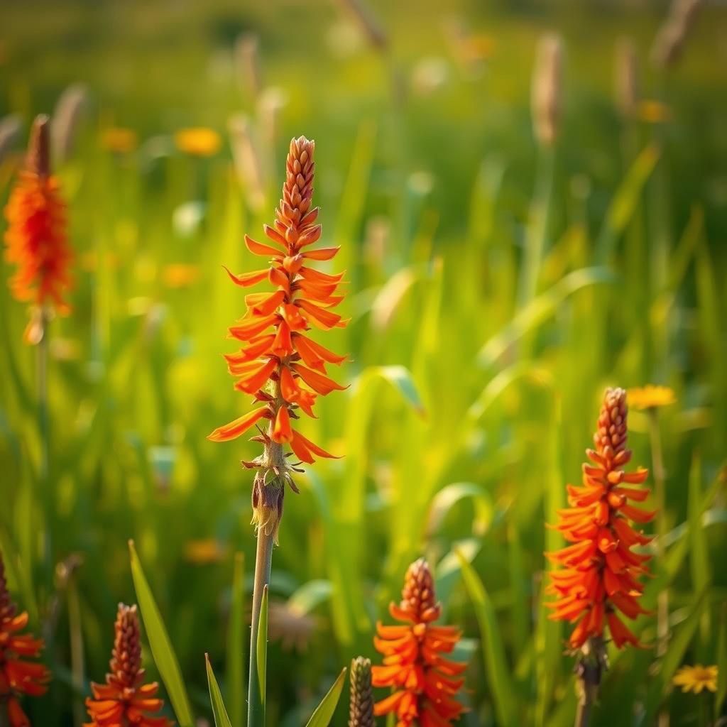 Red hot poker flowers