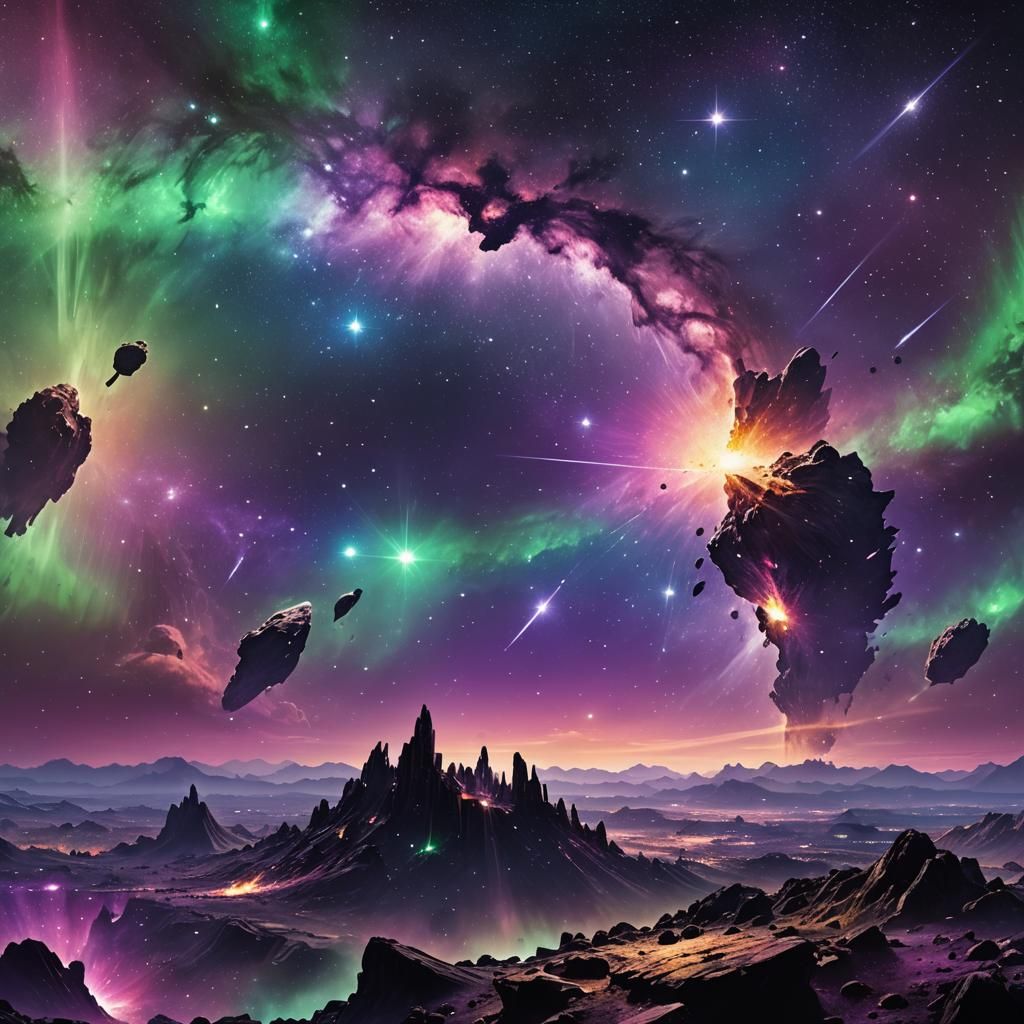 Mystical Celestial City in Asteroid Field Concept Art