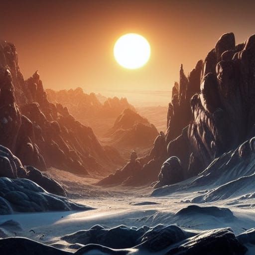Arctic landscape on an alien planet