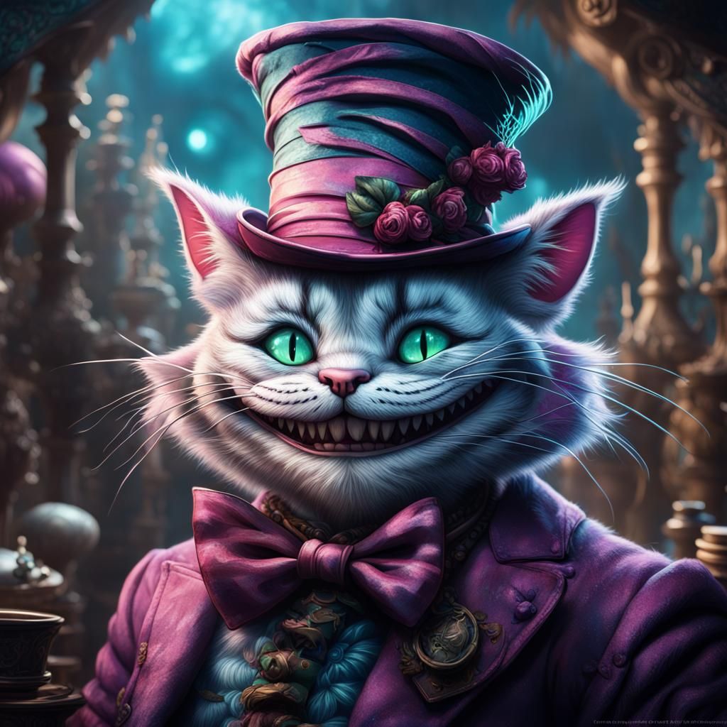 Cheshire Cat Wearing The Mad Hatter's Hat - AI Generated Artwork ...