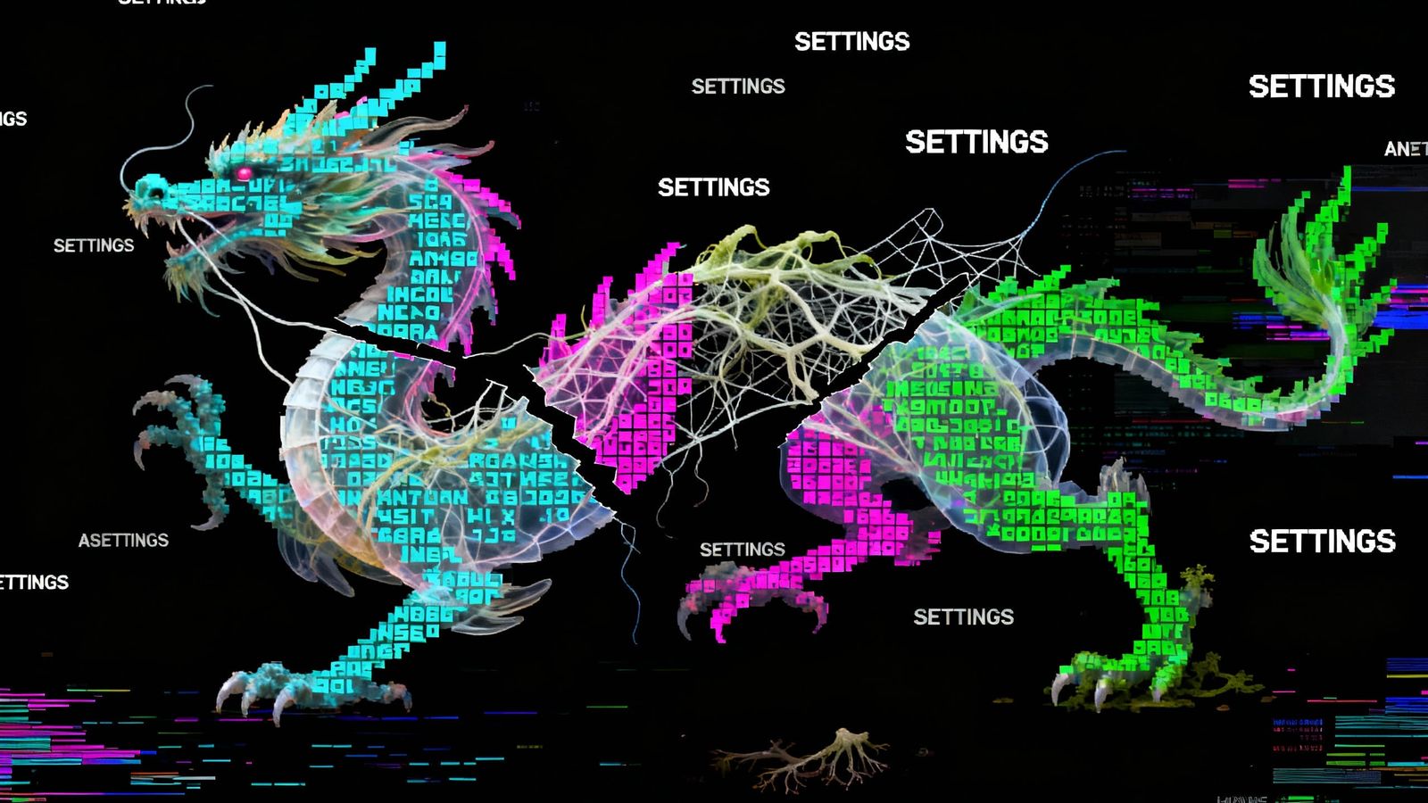 Dragon of Glitch Mycelium ANSI Art