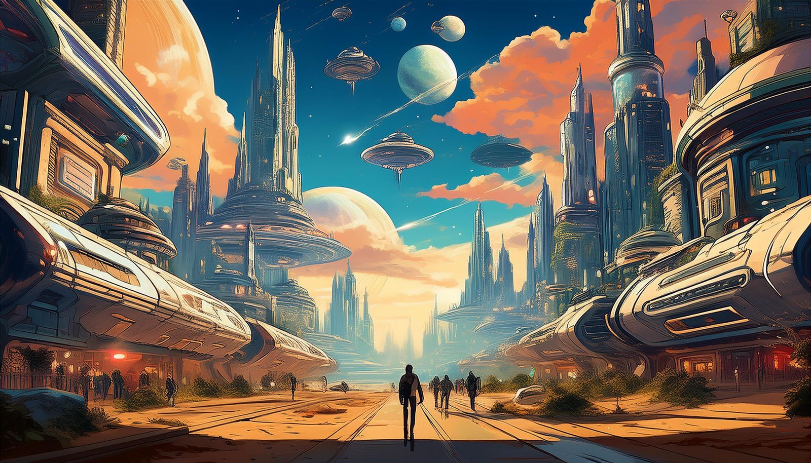 FUTURISTIC SCI-FI SCENE - represented in comic-style