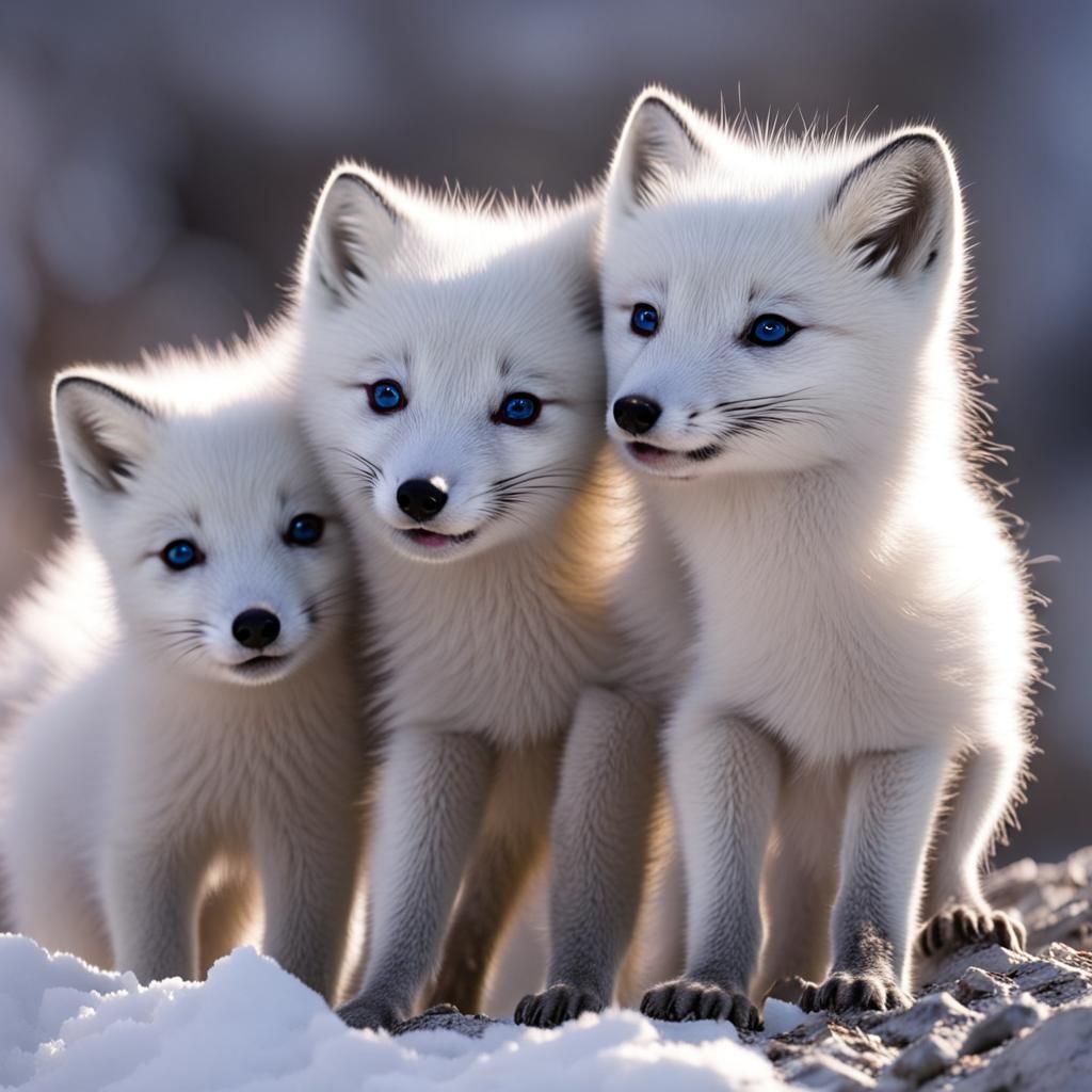 Cute and adorable arctic fox cubs  by @Eto Demerzel