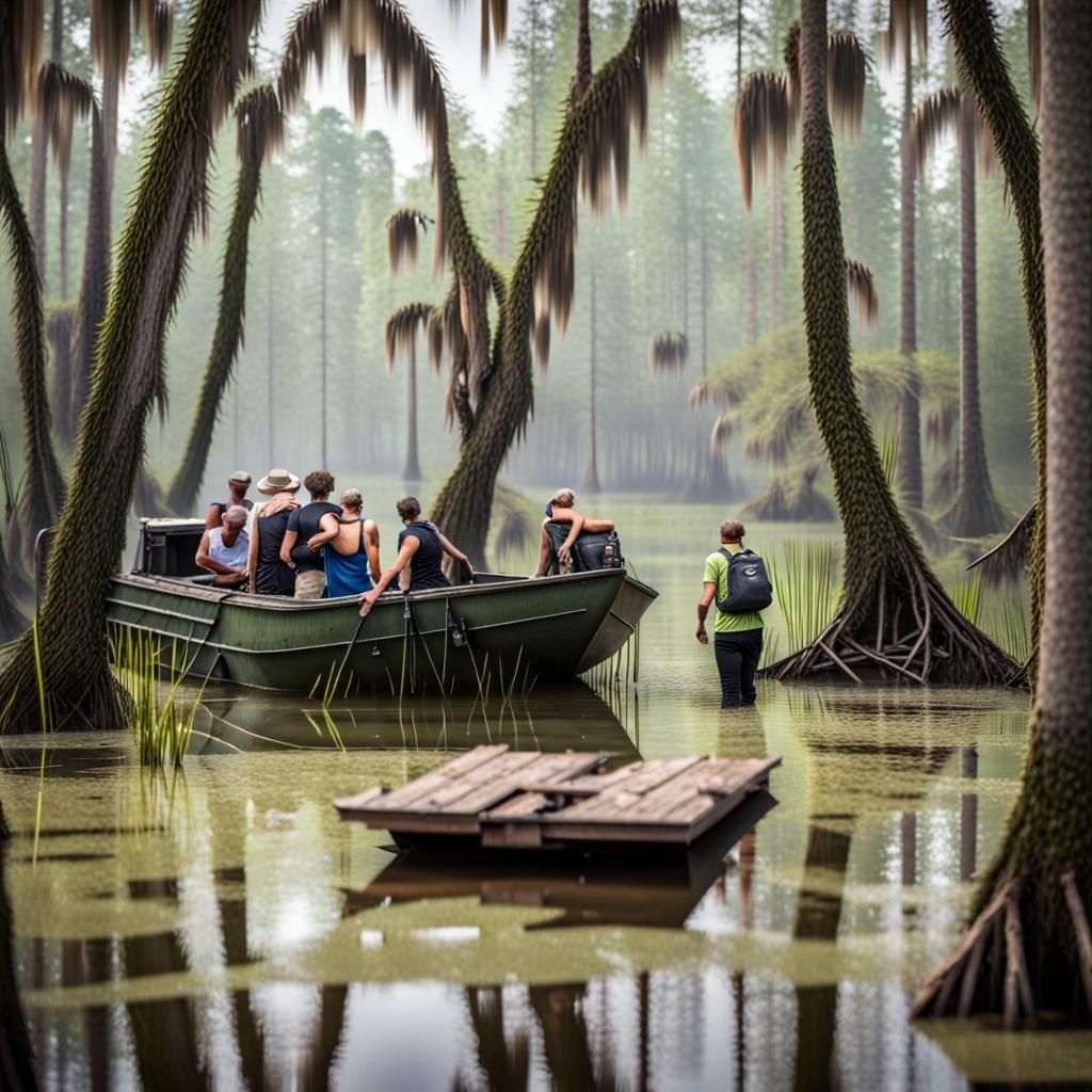 The arrival of unexpected guests (tourists lost in the swamp