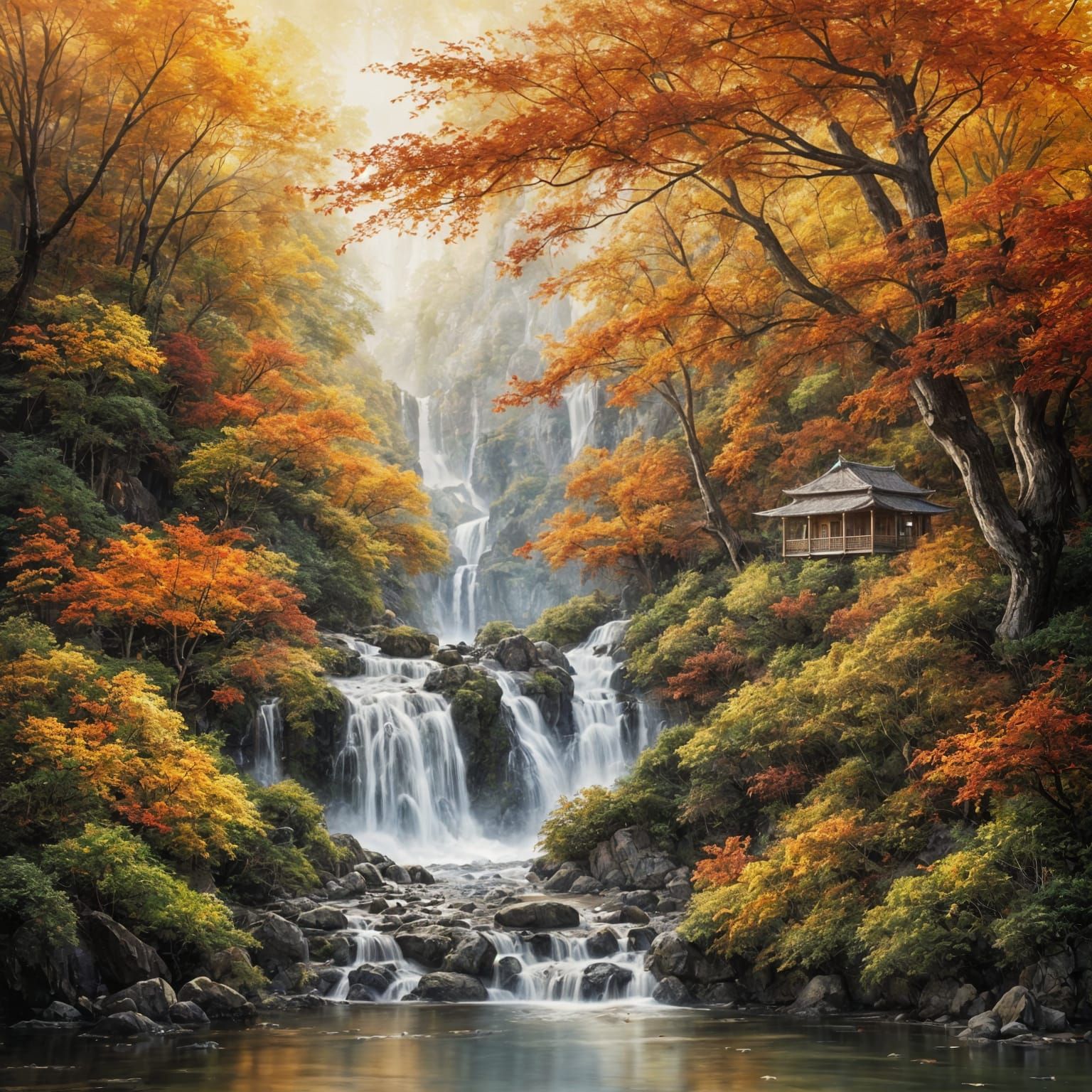 A breathtaking waterfall cascades ...  by @Muse