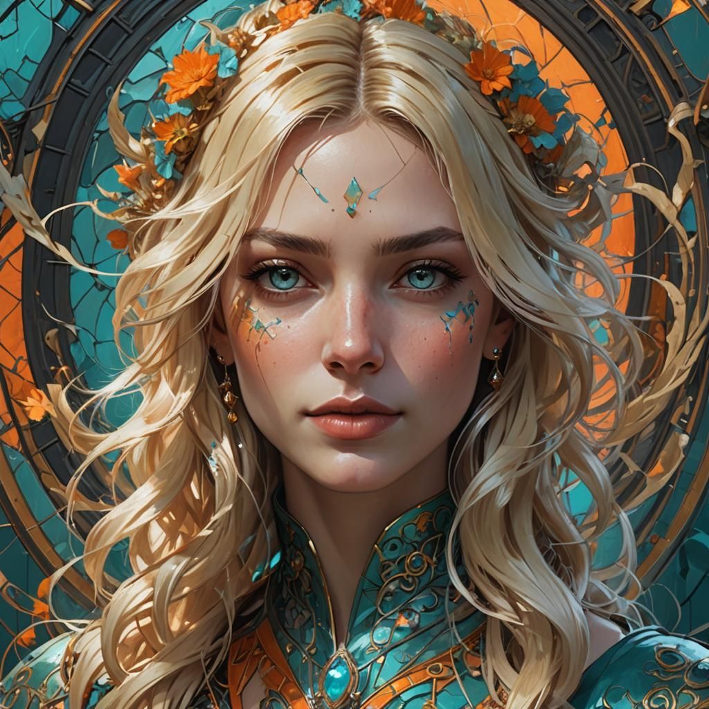 Dual Face: Light and Dark in Art Nouveau Style