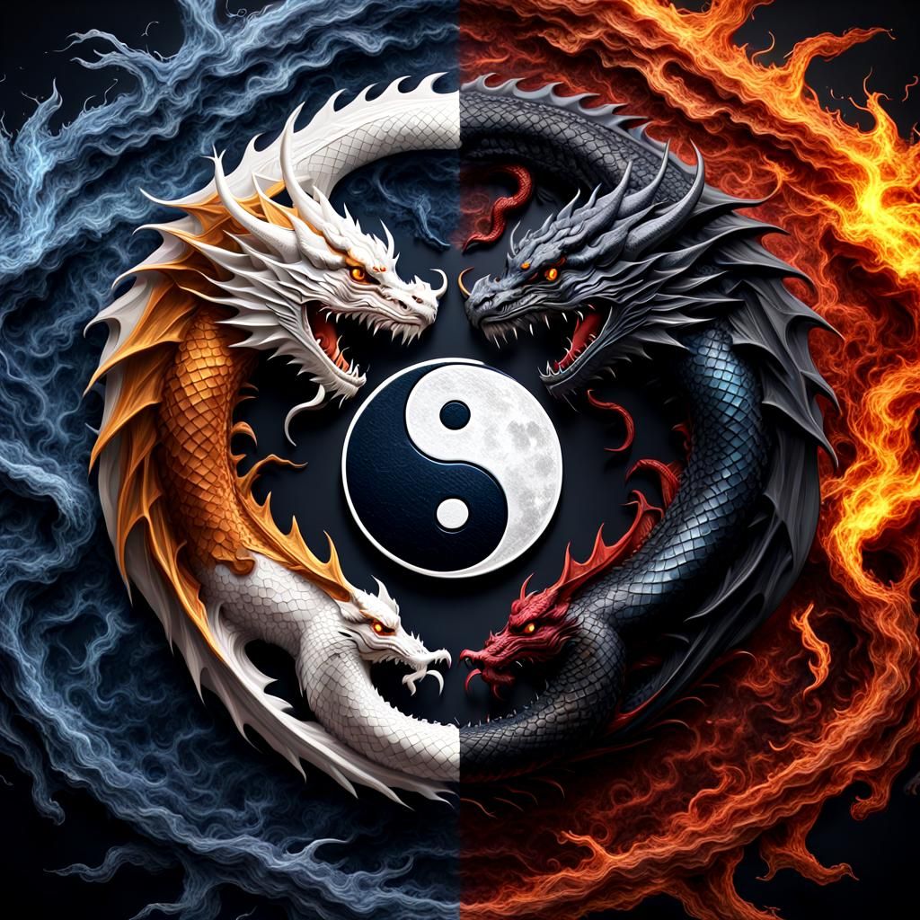 Yin Yang dragons  by @Fritholf