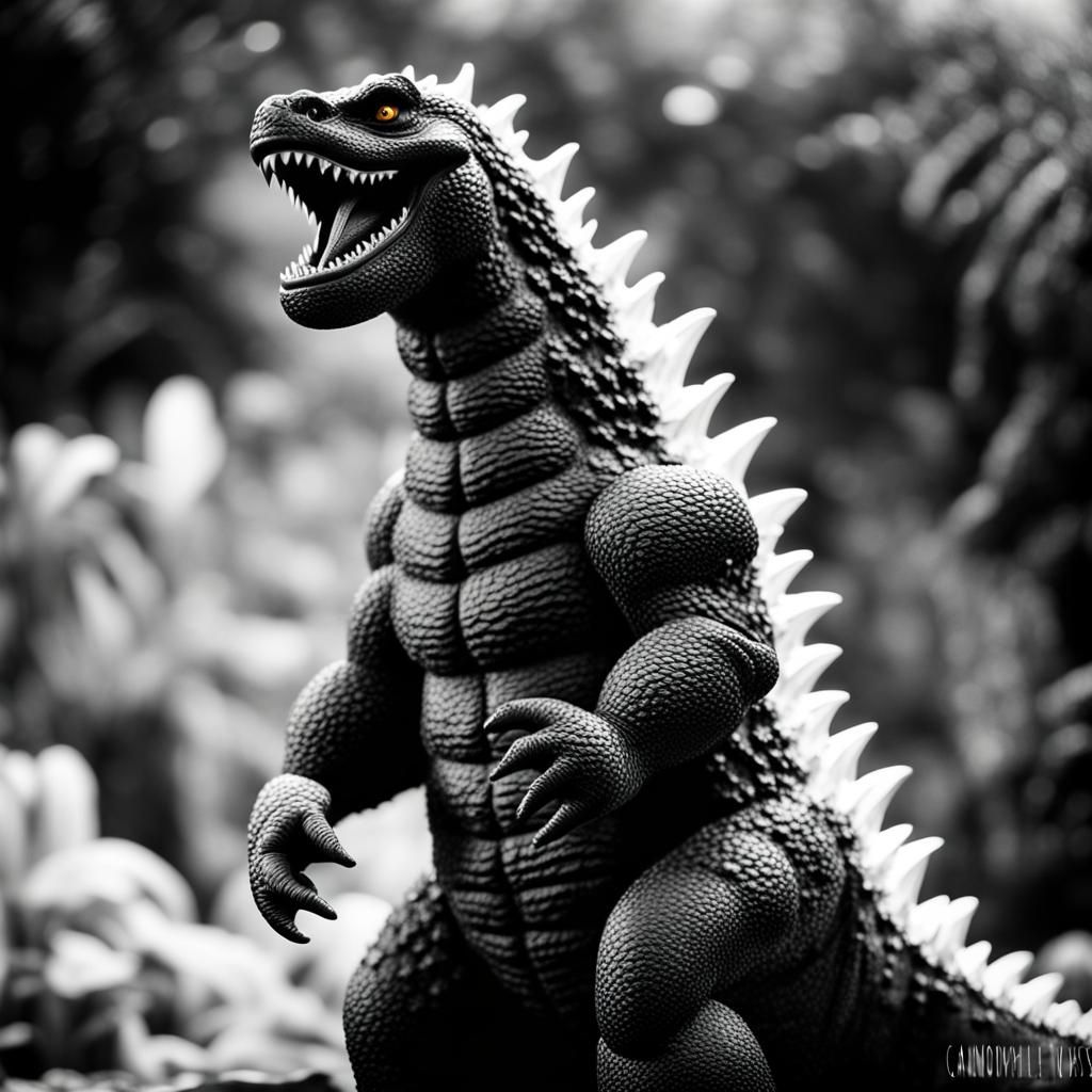 godzilla (1954, black and white and goofy/scary)