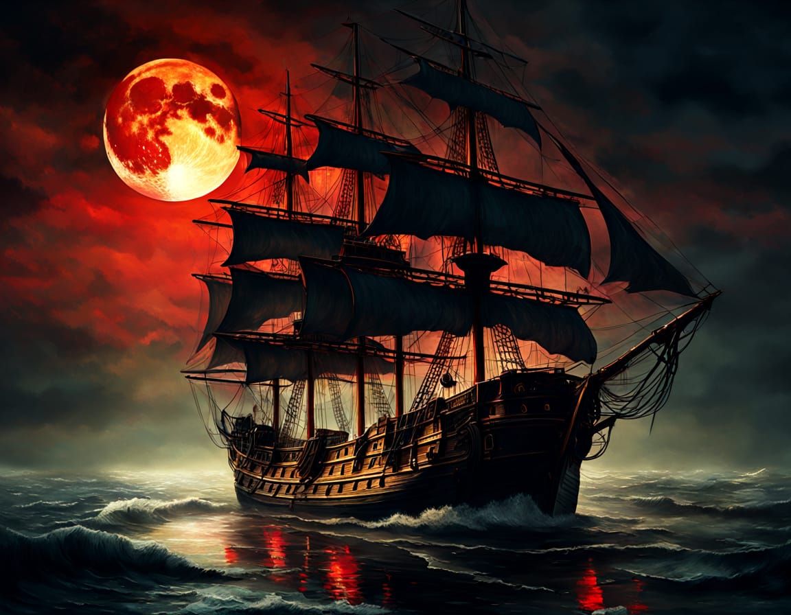 Mysterious old ship sails on the sea   by @DragonMiicha