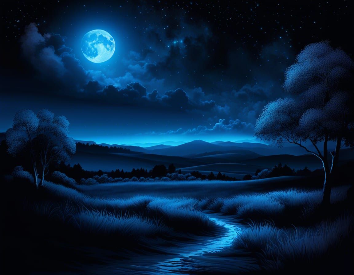 a captivating blue glow illuminating the darkness of the night sky