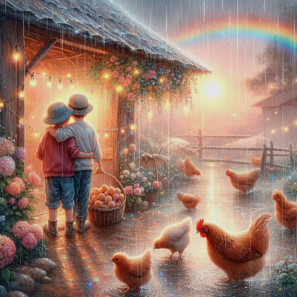 Rainy Day With Chickens