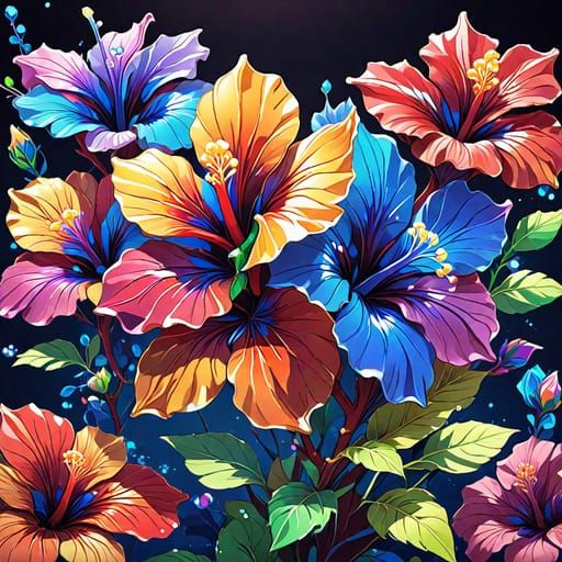 Vibrant Multicolored Hibiscus Flowers 🌺